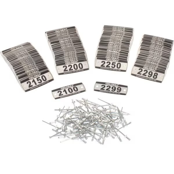 Locker Number Plate Kit, Numbered 2100-2299, 200PK, Global Industrial, Mfr#: 493411I